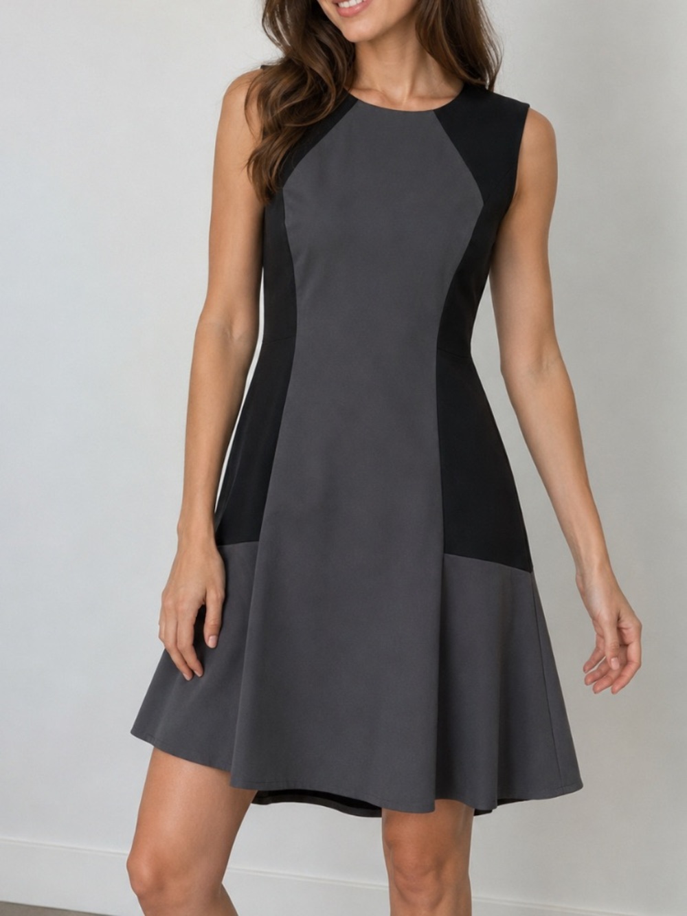 Ava & Aiden Gray and Black Sleeveless Fit-and-Flare Dress